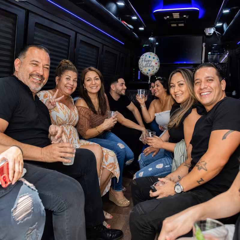 Black Mercedes Sprinter van staged for an Phoenix Birthday Transportation group
