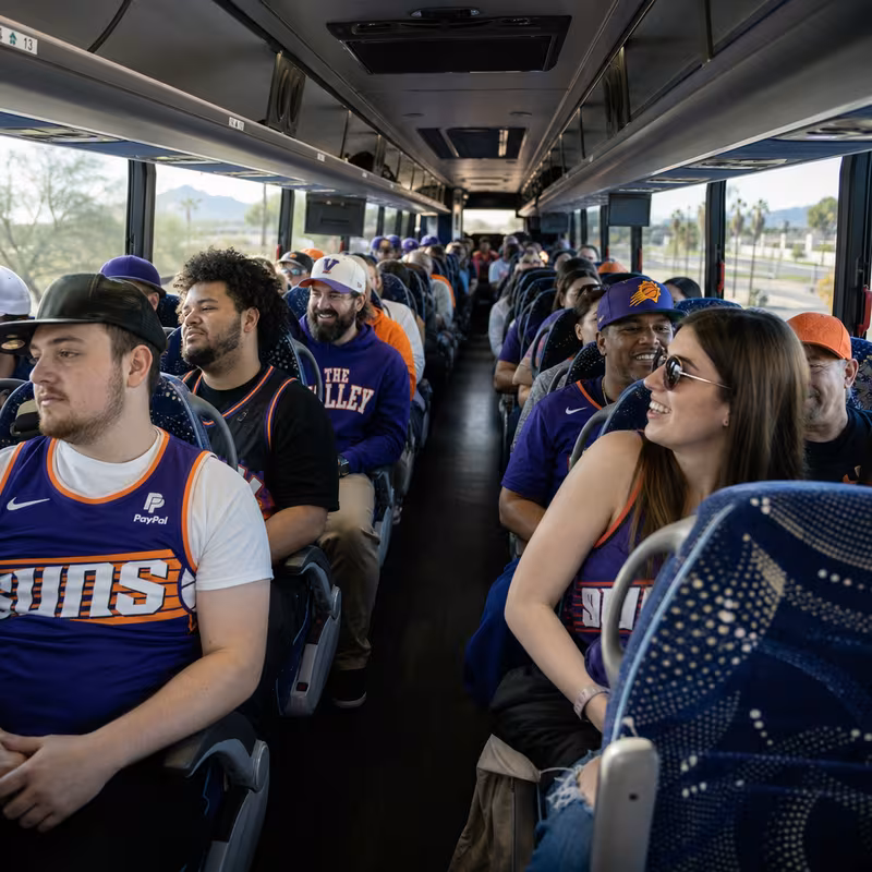 Passenger seating aboard a Phoenix party bus rental
