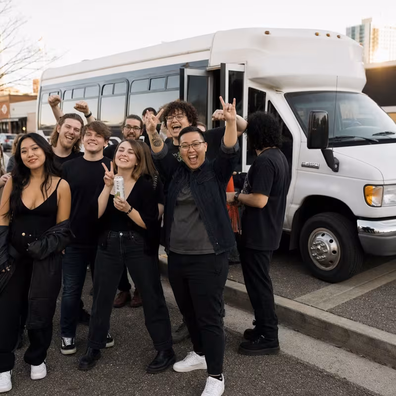 Black Mercedes Sprinter van staged for an Phoenix Concert Transportation group
