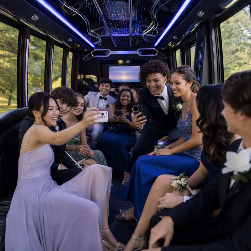 Black Mercedes Sprinter van staged for an Phoenix Prom & Homecoming Transportation group