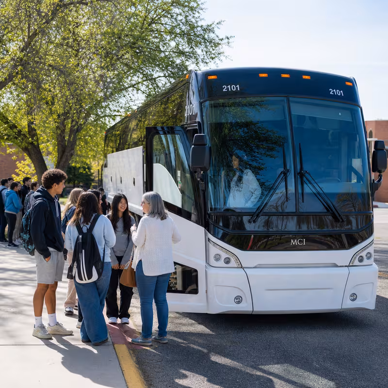 Black Mercedes Sprinter van staged for an Phoenix School Transportation group