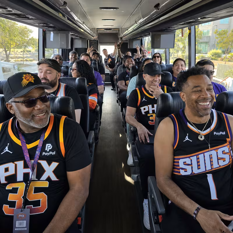 Black Mercedes Sprinter van staged for an Phoenix Sporting Event Transportation group